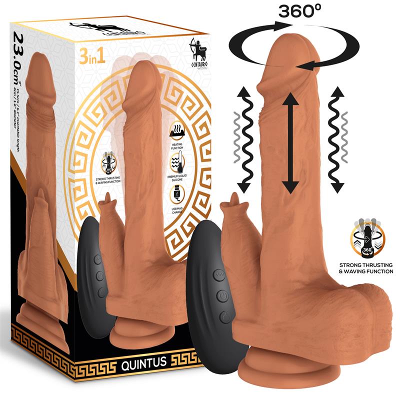 CENTAURO - QUINTUS DILDO CON VIBRACIÓN, THRUSTING Y WAVING 360º 9 - 23 CM