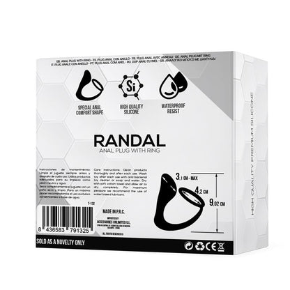 TARDENOCHE - RANDAL PLUG ANAL CON ANILLO PARA EL PENE SILICONA NEGRO