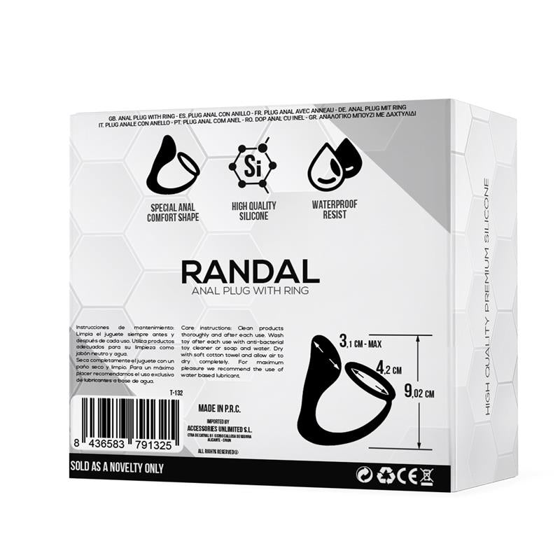 TARDENOCHE - RANDAL PLUG ANAL CON ANILLO PARA EL PENE SILICONA NEGRO