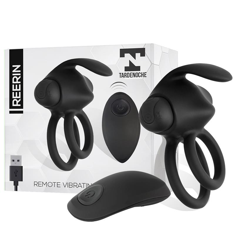 TARDENOCHE - REERIN ANILLO VIBRADOR USB DUAL CONTROL REMOTO USB SILICONA