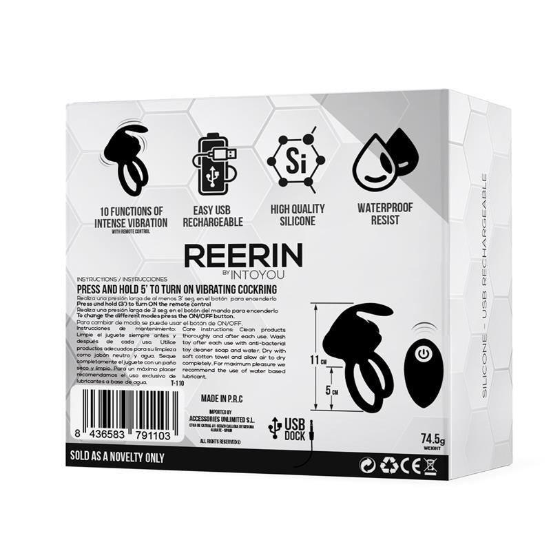 TARDENOCHE - REERIN ANILLO VIBRADOR USB DUAL CONTROL REMOTO USB SILICONA