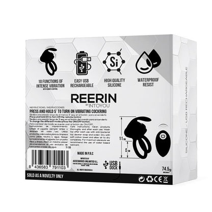 TARDENOCHE - REERIN ANILLO VIBRADOR USB DUAL CONTROL REMOTO USB SILICONA