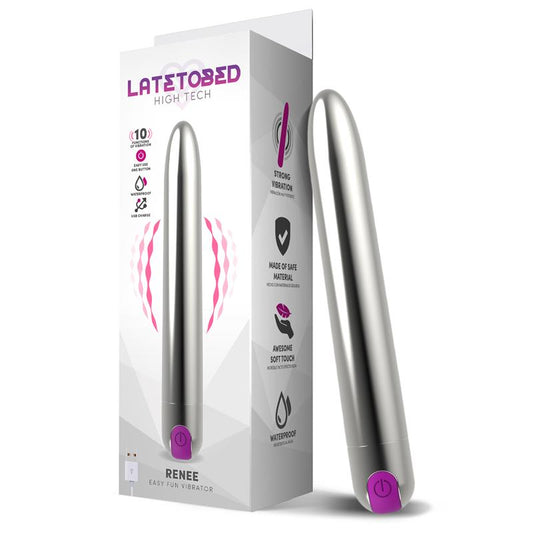 LATETOBED - RENEE VIBRADOR 10 FUNCIONES 18,5 CM USB PLATA