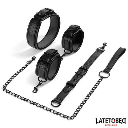 LATETOBED BDSM LINE - RESTRICCIONES CON COLLAR CON CORREA Y ESPOSAS