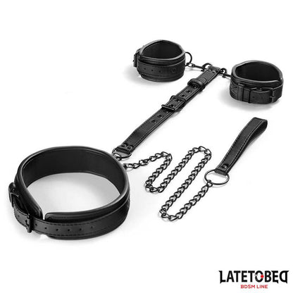 LATETOBED BDSM LINE - RESTRICCIONES CON COLLAR CON CORREA Y ESPOSAS