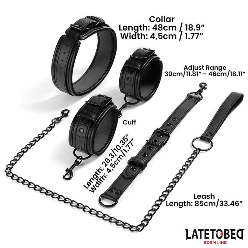 LATETOBED BDSM LINE - RESTRICCIONES CON COLLAR CON CORREA Y ESPOSAS