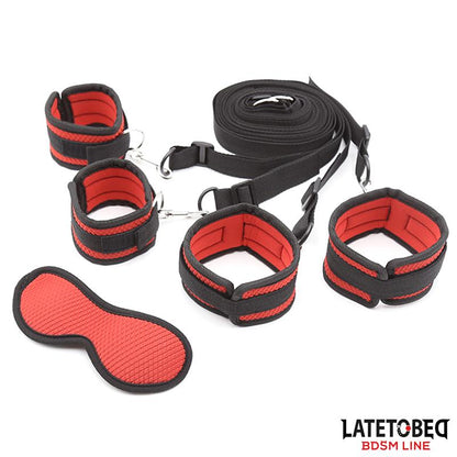 LATETOBED BDSM LINE - RESTRICCIONES PARA LA CAMA CON ANTIFAZ ESPOSAS AJUSTABLES Y DESMONTABLES