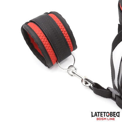 LATETOBED BDSM LINE - RESTRICCIONES PARA LA CAMA CON ANTIFAZ ESPOSAS AJUSTABLES Y DESMONTABLES