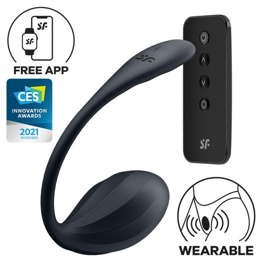 SATISFYER - RIBBED PETAL ESTIMULADOR PUNTO G CONTROL REMOTO NEGRO APP GRATUITA