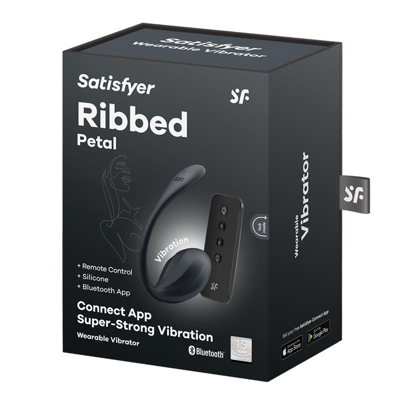 SATISFYER - RIBBED PETAL VIBRADOR DE BRAGUITA APP NEGRO