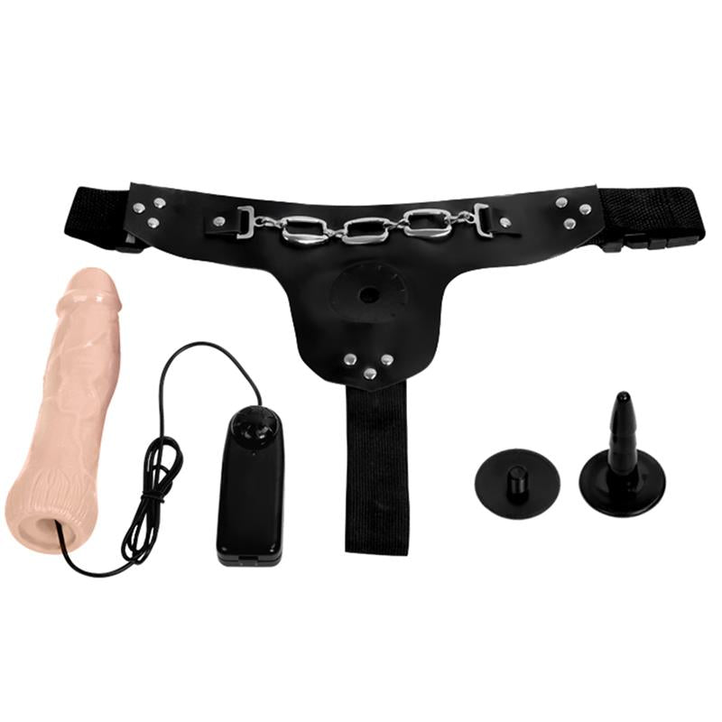 HARNESS COLLECTION LATETOBED - RIBBO ARNÉS CON DILDO REALISTA CON VIBRACIÓN Y CONTROL REMOTO