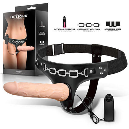 HARNESS COLLECTION LATETOBED - RIBBO ARNÉS CON DILDO REALISTA CON VIBRACIÓN Y CONTROL REMOTO