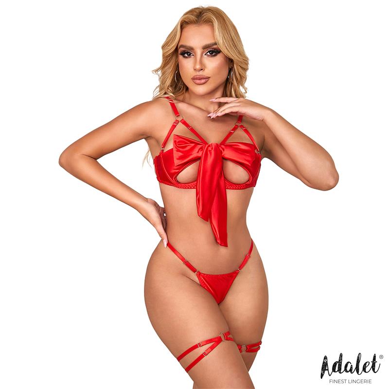 ADALET LINGERIE - RILEY SET SUJETADOR CON LAZO, TANGA Y LIGAS