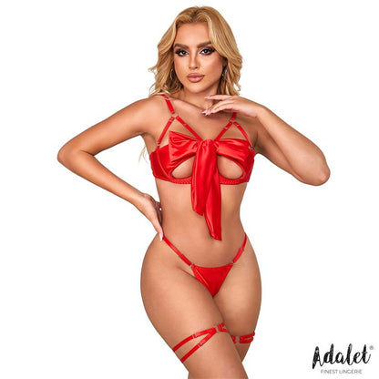 ADALET LINGERIE - RILEY SET SUJETADOR CON LAZO, TANGA Y LIGAS