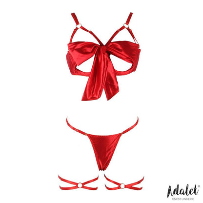 ADALET LINGERIE - RILEY SET SUJETADOR CON LAZO, TANGA Y LIGAS