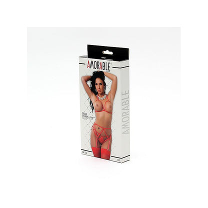 AMORABLE - SET DE 5 PIEZAS  SUJETADOR ABIERTO ROJO TALLA ÚNICA