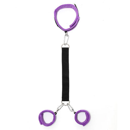 BONDAGE PLAY - COLLAR Y ESPOSAS CON CORREAS AJUSTABLES  PÚRPURA