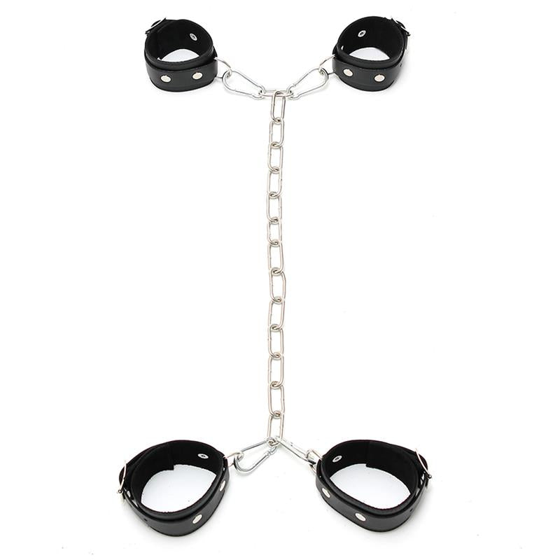 BONDAGE PLAY - ESPOSAS CUERO CON CADENA METÁLICA AJUSTABLE