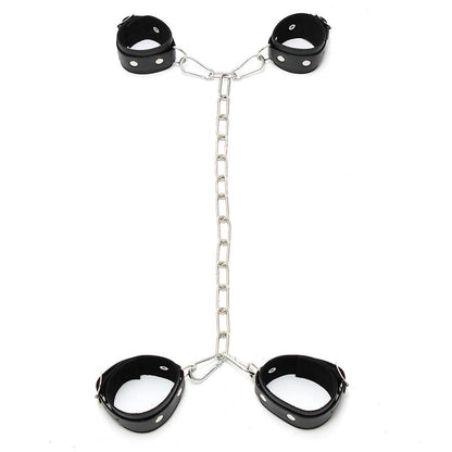 BONDAGE PLAY - ESPOSAS CUERO CON CADENA METÁLICA AJUSTABLE
