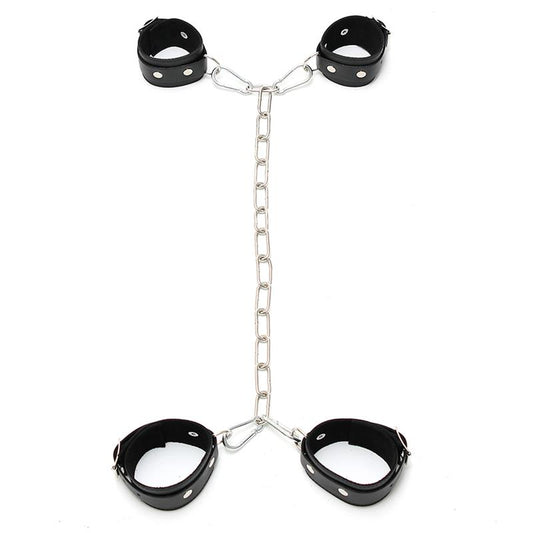 BONDAGE PLAY - ESPOSAS CUERO CON CADENA METÁLICA AJUSTABLE