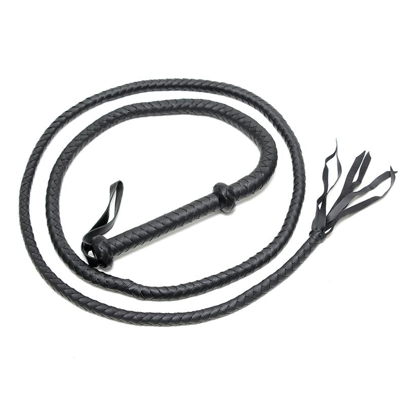 BONDAGE PLAY - LÁTIGO TRENZADO CUERO NEGRO 250 CM