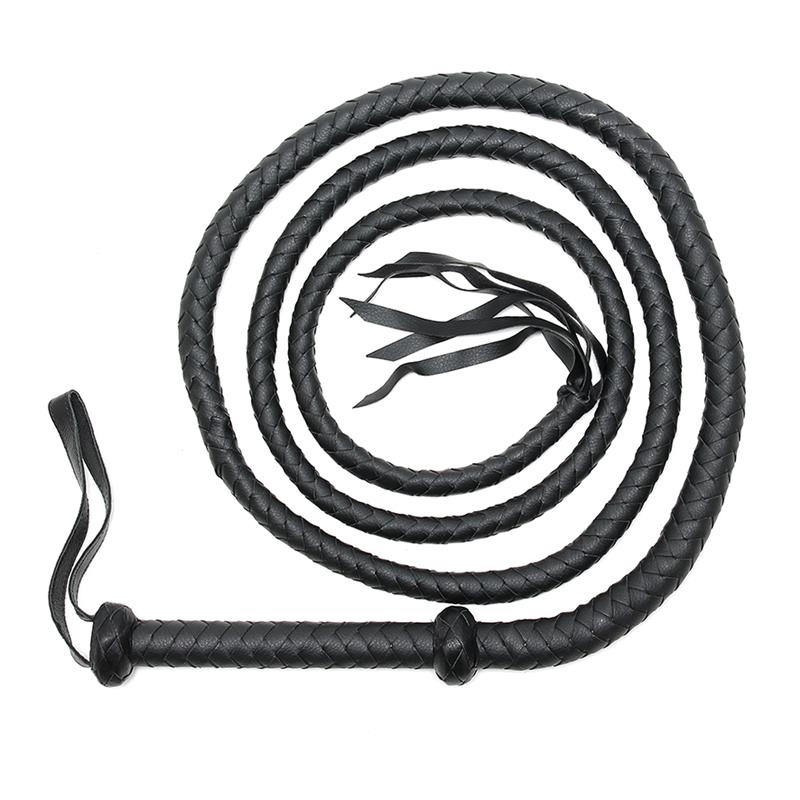 BONDAGE PLAY - LÁTIGO TRENZADO CUERO NEGRO 250 CM