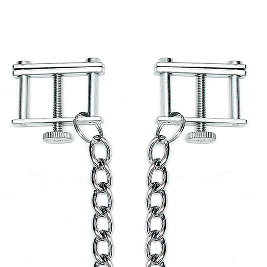 BONDAGE PLAY - PINZAS PARA PEZONES CON CADENA AJUSTABLE