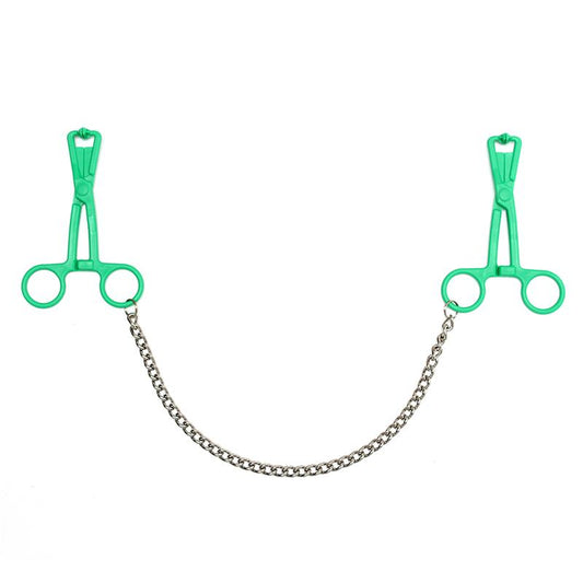 BONDAGE PLAY - PINZAS  PEZONES CON CADENA  VERDE