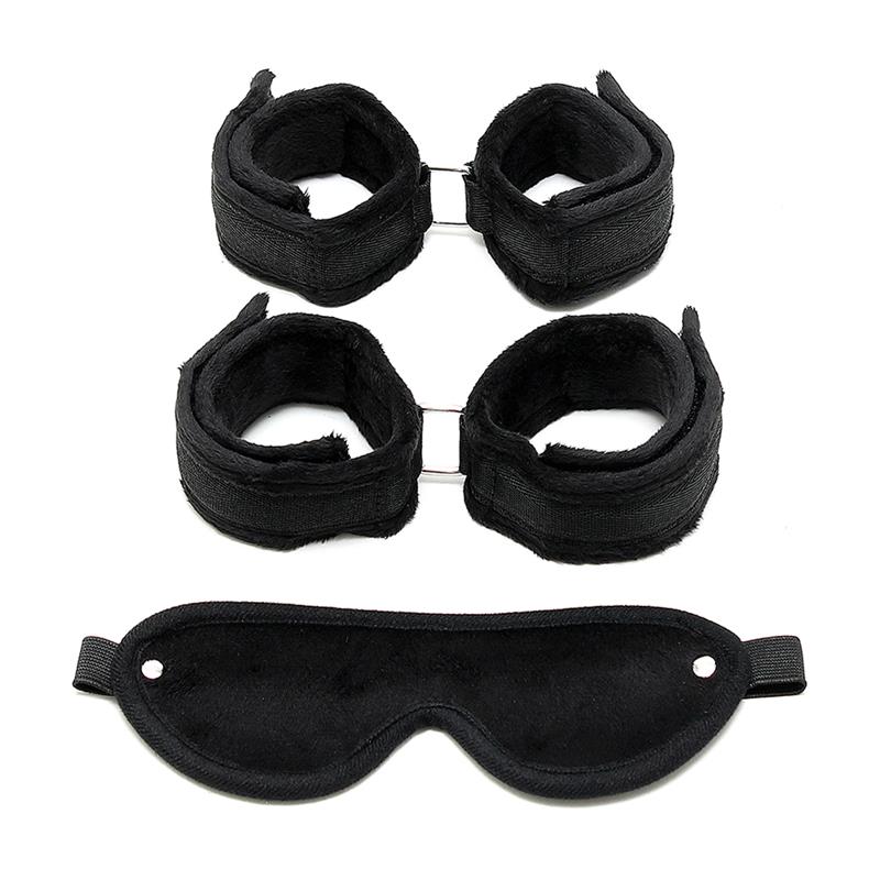 BONDAGE PLAY - SET DE ESPOSAS MANOS Y PIES NEGRO