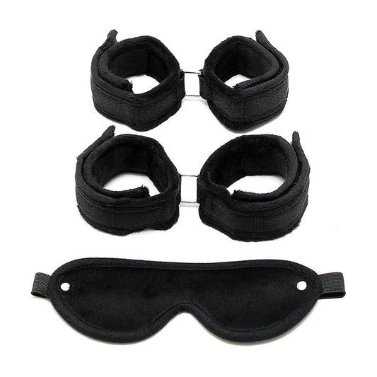 BONDAGE PLAY - SET DE ESPOSAS MANOS Y PIES NEGRO