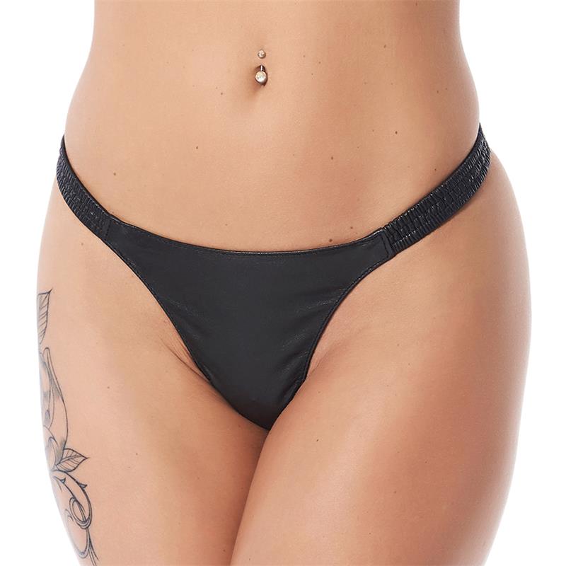 BONDAGE PLAY - TANGA CUERO ELÁSTICO