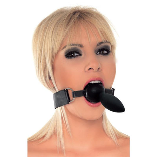 LATEX PLAY - MORDAZA CON PLUG SILICONA