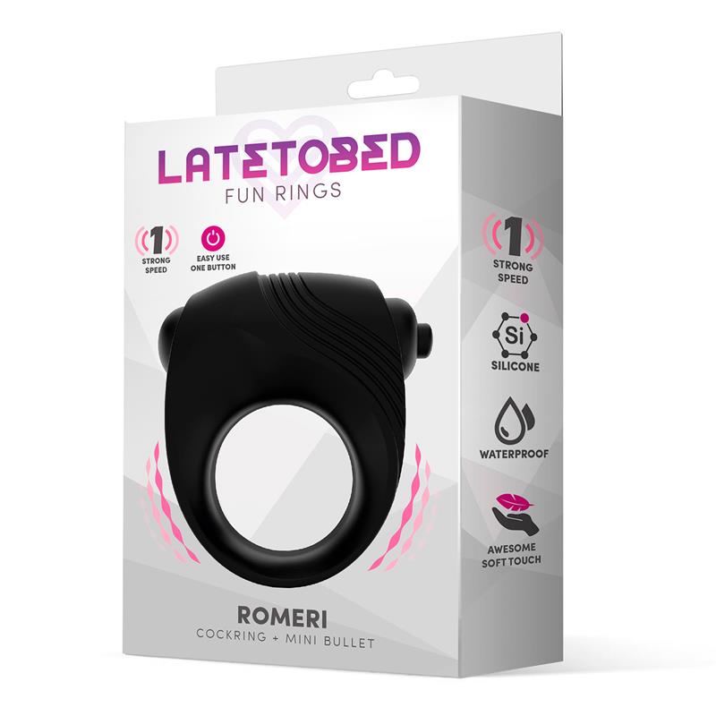 LATETOBED - ROMERI ANILLO + BALA VIBRADORA SILICONA NEGRO