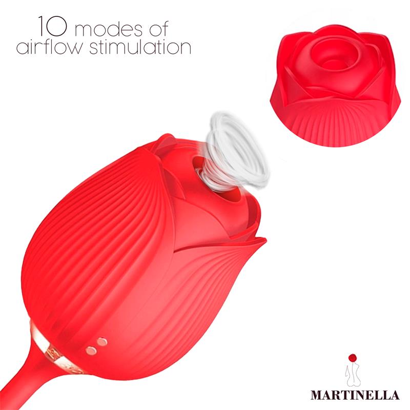 MARTINELLA - ROSA CON SUCCIÓN CON HUEVO CON THRUSTING USB