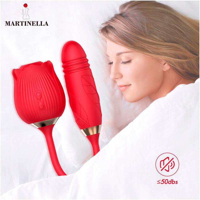 MARTINELLA - ROSA CON SUCCIÓN CON HUEVO CON THRUSTING USB