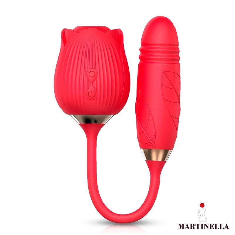 MARTINELLA - ROSA CON SUCCIÓN CON HUEVO CON THRUSTING USB