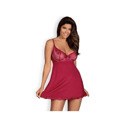 OBSESSIVE - ROSALYNE BABYDOLL Y TANGA ROJO TALLA S/M