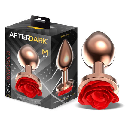 AFTERDARK - ROSE PLUG ANAL ORO ROSA CON ROSA ROJA EN LA BASE TALLA M