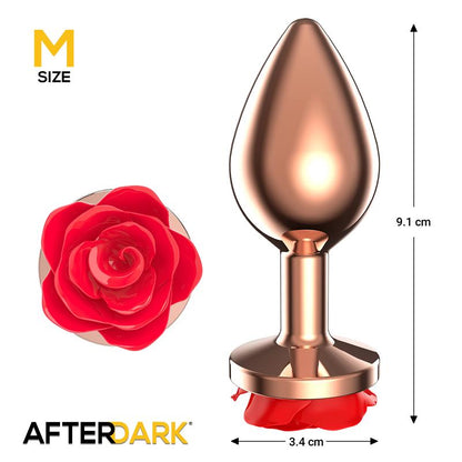 AFTERDARK - ROSE PLUG ANAL ORO ROSA CON ROSA ROJA EN LA BASE TALLA M