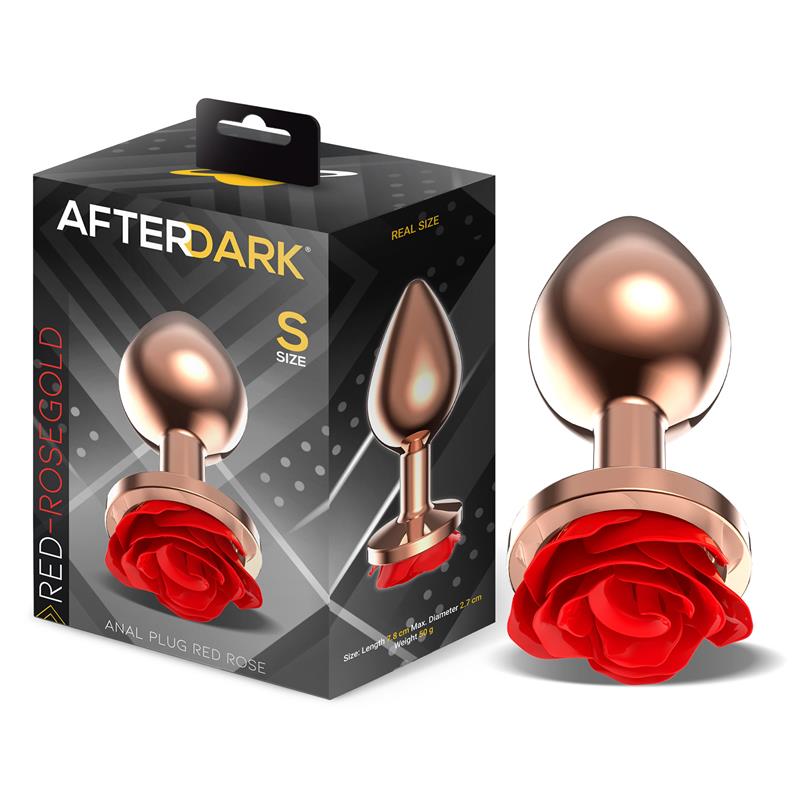 AFTERDARK - ROSE PLUG ANAL ORO ROSA ROSA ROJA EN LA BASE TALLA S