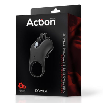 ACTION - ROWER ANILLO VIBRADOR CON LENGUA ROTADORA