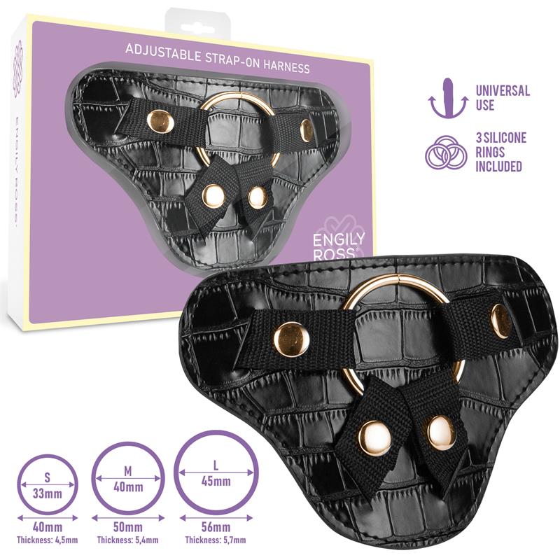 DILDOX BY ENGILY ROSS - ROXANE ARNÉS UNIVERSAL AJUSTABLE 3 ANILLO DE SILICONA NEGRO
