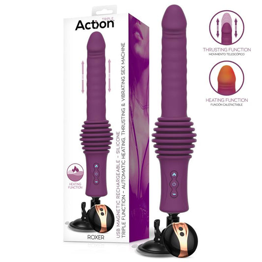 ACTION - ROXER SEX MACHINE CON VIBRACIÓN, THRUSTING, EFECTO CALOR Y CONTROL REMOTO