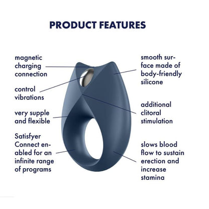 SATISFYER - ROYAL ONE ANILLO VIBRADOR CON APP AZUL