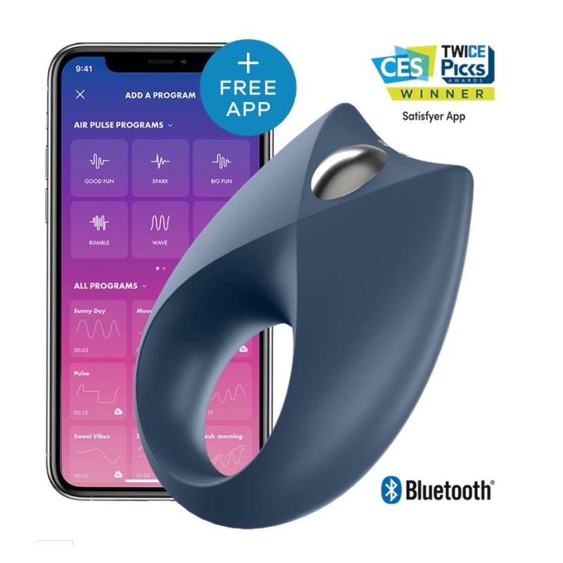 SATISFYER - ROYAL ONE ANILLO VIBRADOR CON APP AZUL