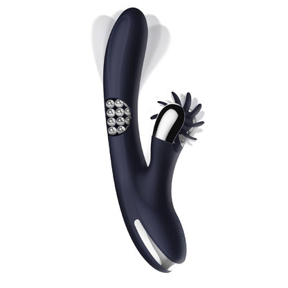 INTOYOU - ROYALSPACE VIBRADOR CON LENGUAS ESTIMULADORAS Y BOLAS INTERNAS 360º AZUL