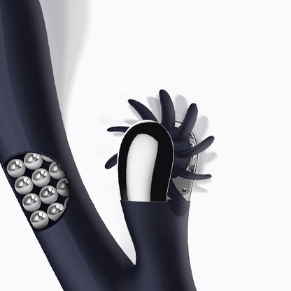 INTOYOU - ROYALSPACE VIBRADOR CON LENGUAS ESTIMULADORAS Y BOLAS INTERNAS 360º AZUL