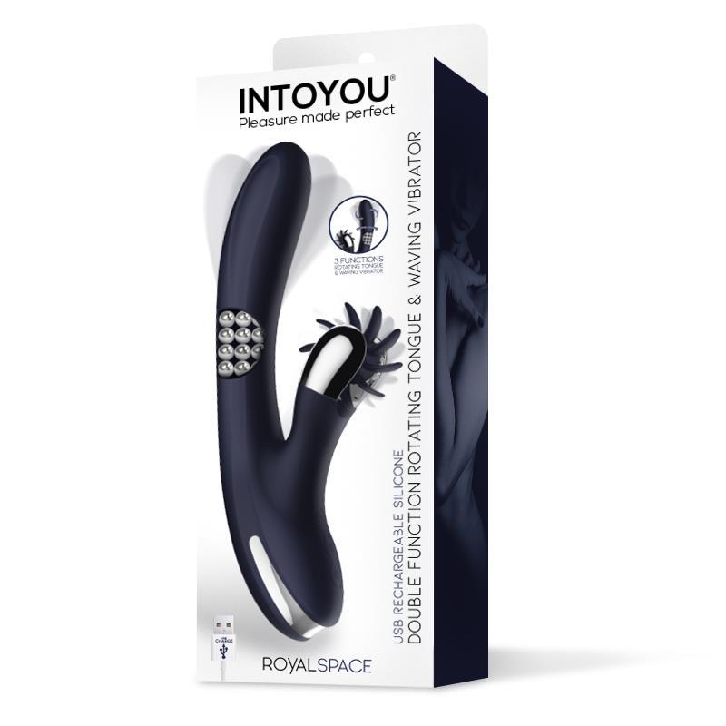 INTOYOU - ROYALSPACE VIBRADOR CON LENGUAS ESTIMULADORAS Y BOLAS INTERNAS 360º AZUL