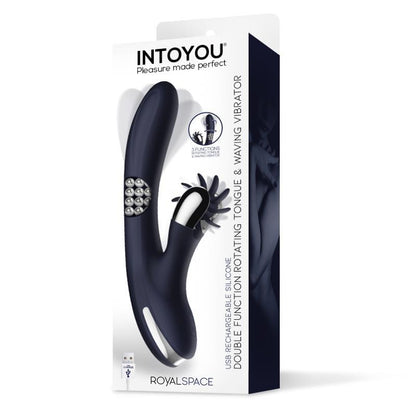 INTOYOU - ROYALSPACE VIBRADOR CON LENGUAS ESTIMULADORAS Y BOLAS INTERNAS 360º AZUL