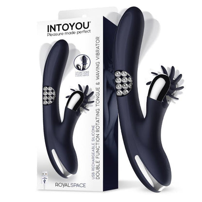 INTOYOU - ROYALSPACE VIBRADOR CON LENGUAS ESTIMULADORAS Y BOLAS INTERNAS 360º AZUL